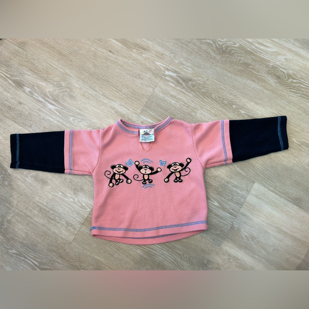 Pink and Dark Blue Sweatshirt with Monkey Design